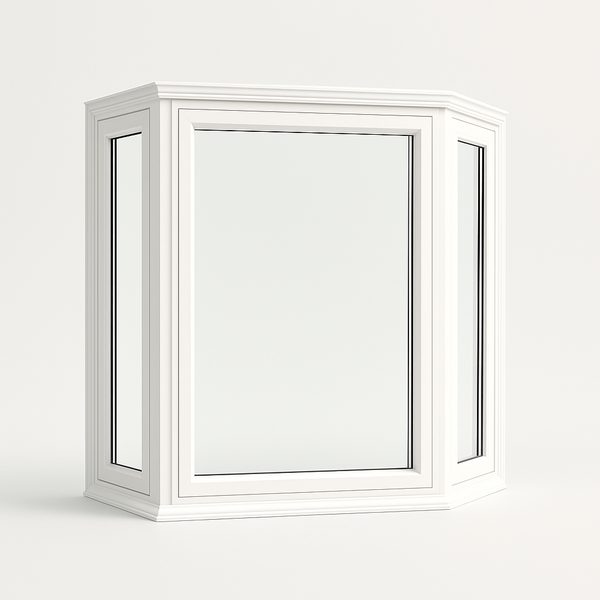 Illustration of a white vinyl bay and bow window
