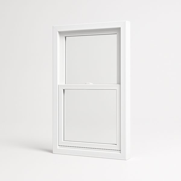 Illustration of a white vinyl single hung window