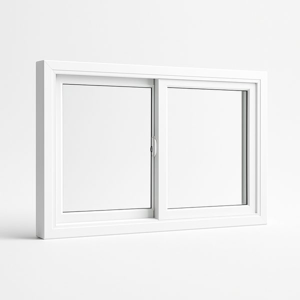 Illustration of a white vinyl horizontal slider window